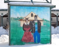 Mrs and Mr Cow greet customers